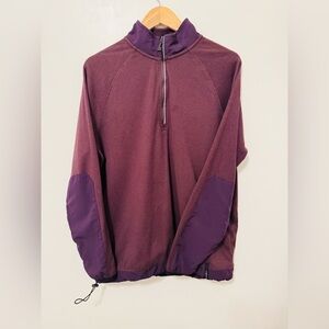 Men's Burgundy Two-Toned Fleece Quart Zip Pullover